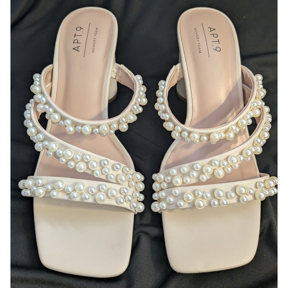 NEW Womens Shoes Sandals Apt. 9 Patryce  Simulated Pearl Dress Sandals‎ size 9.5
